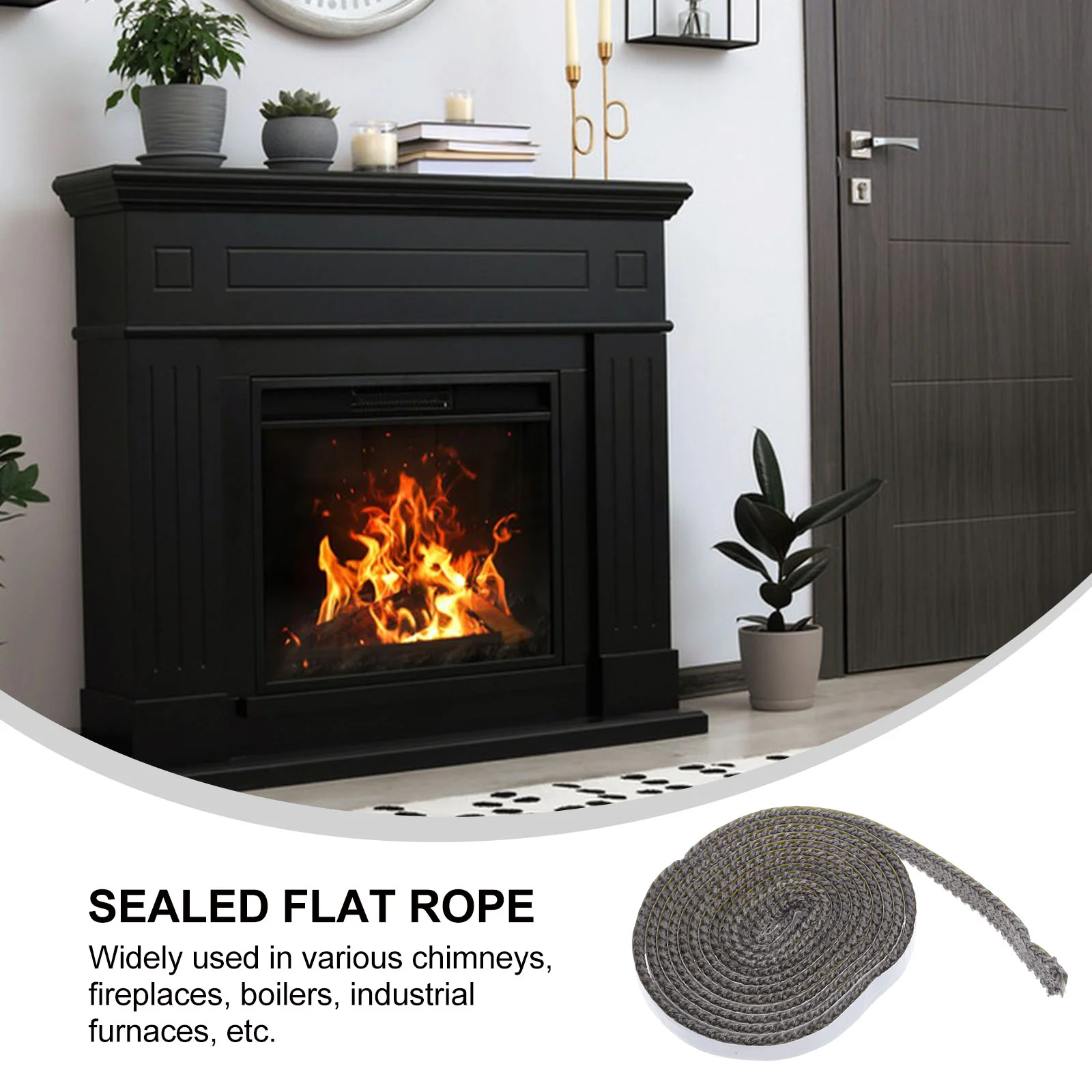 Fireplace Gasket Sealer Stove Rope Fiberglass Flat Sealing Log Burner Wood Fireplaces Liner Replacement