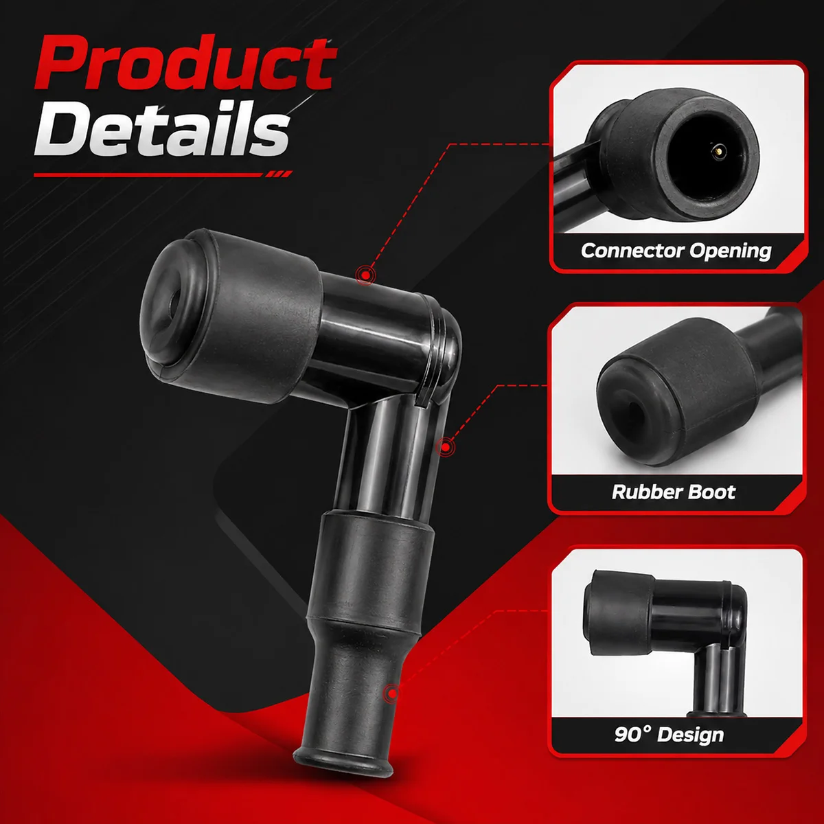 PINMOAP Motorcycle Spark Plug Cap 90 Degree Ignition Coil Boot Cover Replacement Dirt Bike ATV Scooter Small Engine Black Part