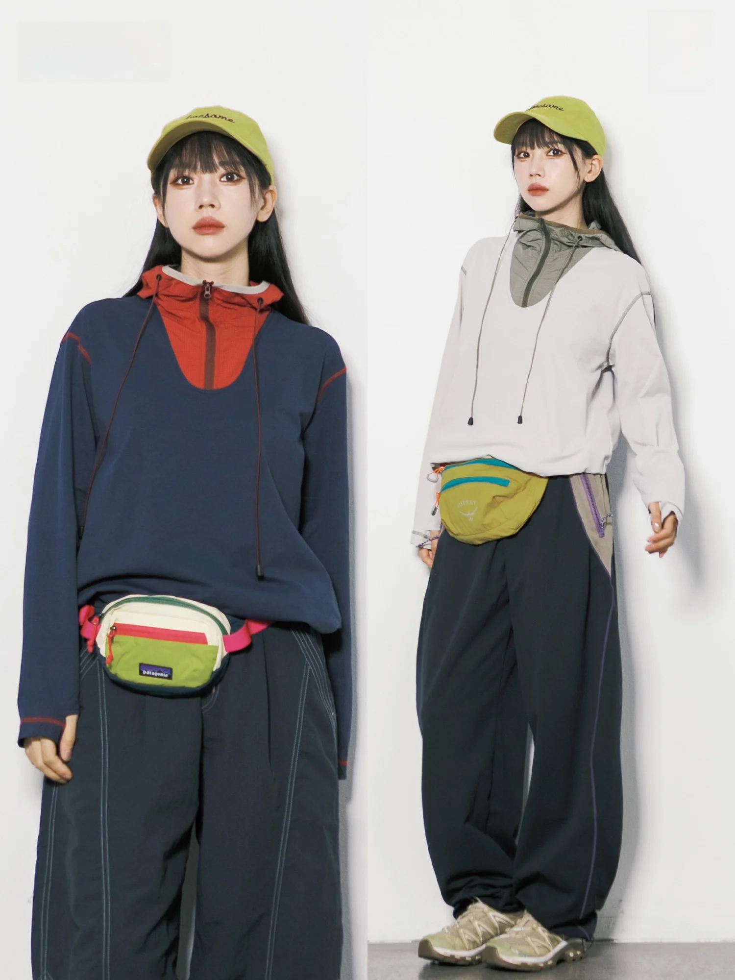 RCDB Outdoor Color Block Hoodie Long Sleeve T-Shirt Women's Skin-friendly Breathable Loose Autumn Sports Top Quick Dry