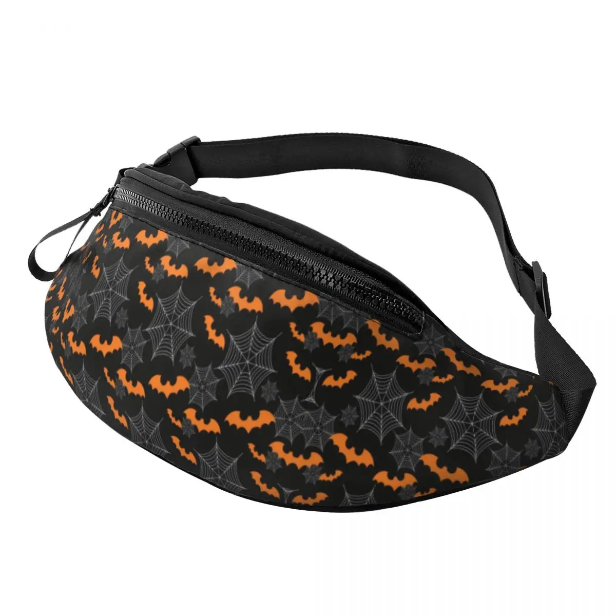 

Halloween Bats Spider Pattern Fanny Pack Women Men Goth Occult Witch Crossbody Waist Bag for Travel Cycling Phone Money Pouch