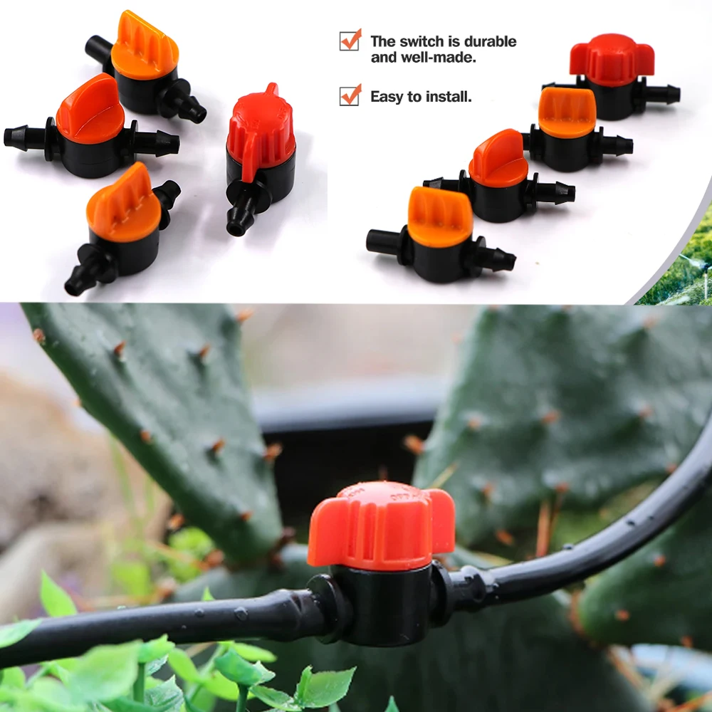 

20/50pcs 1/4'' Barb Shut-Off Valve Universal Drip Irrigation Tubing Coupling Connecter 1/4" Hose for Garden Watering System Acce