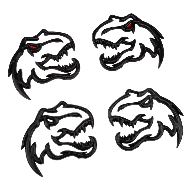 

2pcs Alloy Car Tyrannosaurus Rex Velociraptor Raptor Dinosaur Logo Animal Trunk Body Badge Emblem Decals Sticker Accessories