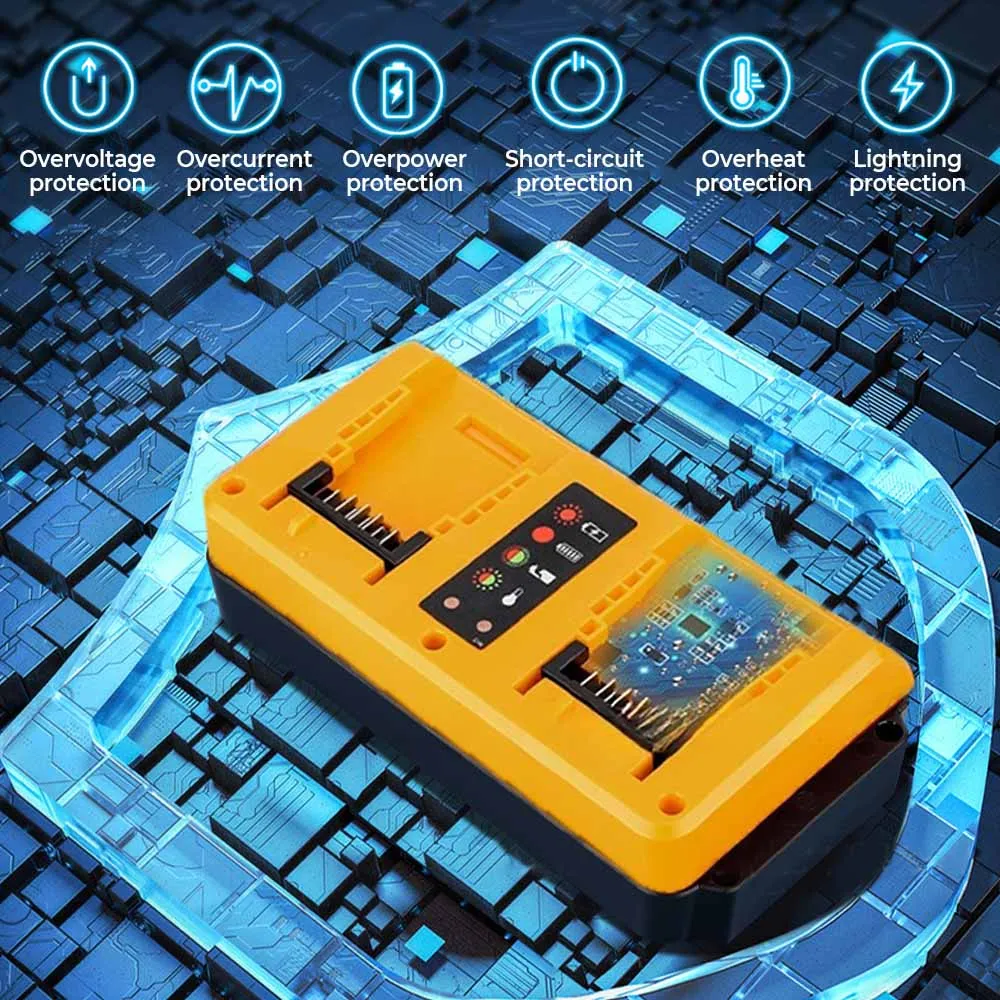 

Новое портативное зарядное устройство с двумя портами для Dewalt 18 В-20 В, литиевая батарея, перезаряжаемая DCB207 DCB206 DCB204 DCB203, быстрое зарядное устройство с вилкой европейского стандарта