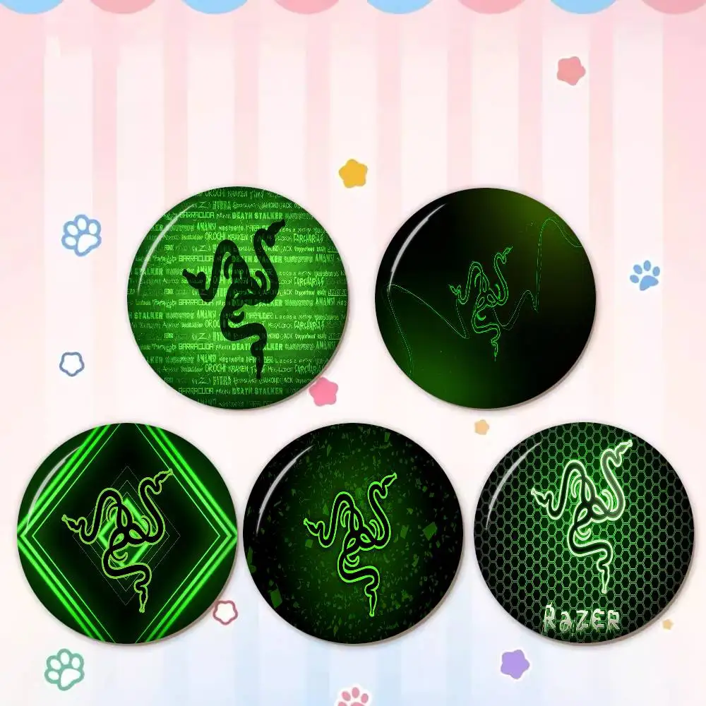 R-RAZER Logo Round Button Pins Slogan Creative Brooches Backpack Clothes Decoration Fashion Cartoon Jewelry Gifts