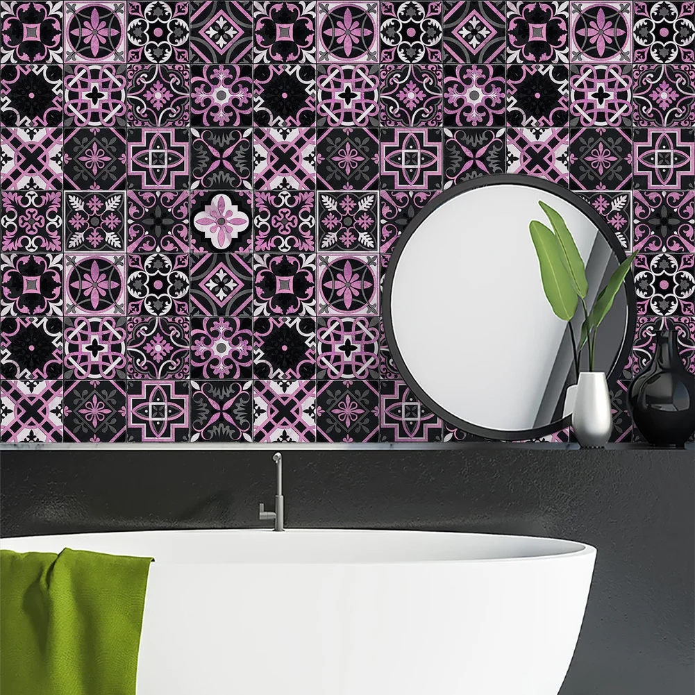 16pcs Pink Nordic Geometric PVC Wall Stickers Waterproof Removable Decals For Kitchen Bathroom Home Decor Vinyl Art