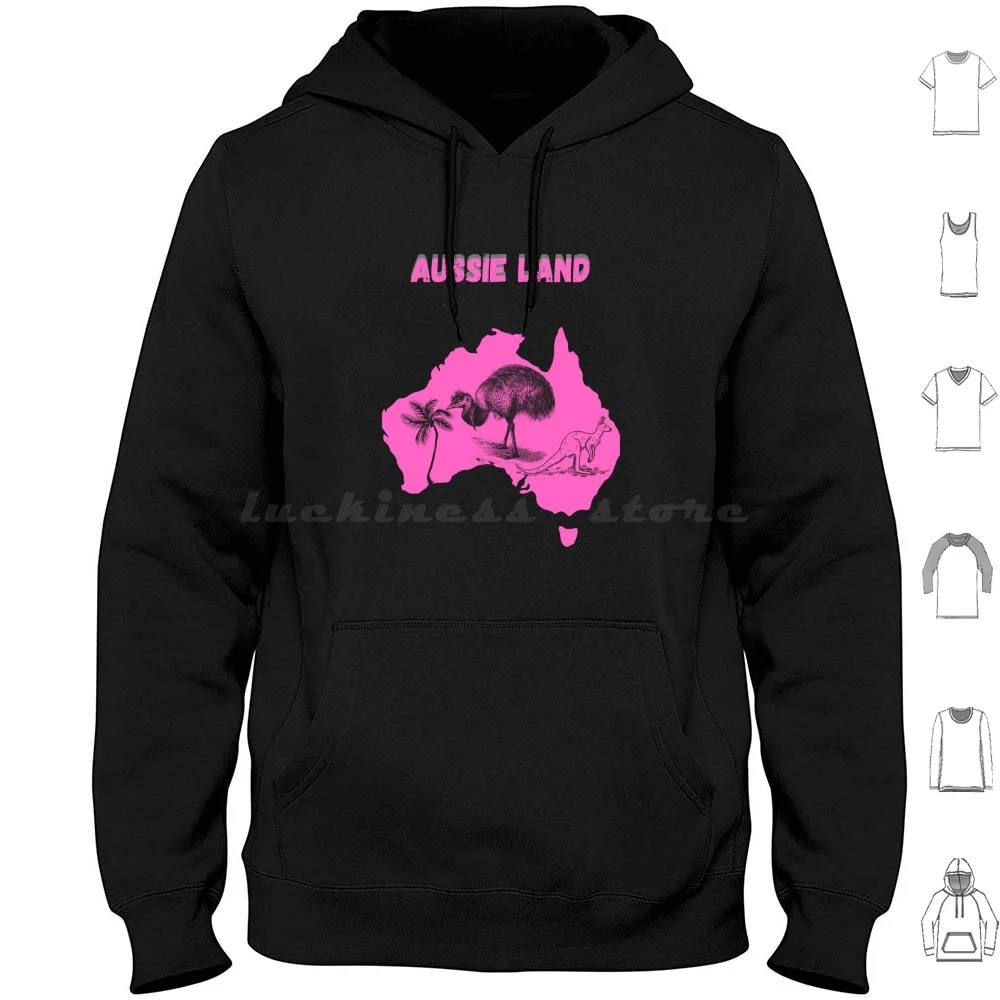 Sudaderas con capucha de la tierra australiana de manga larga bandera de la tierra australiana de Australia Bush Down Under Kangaroo 4wd Land Cruiser Outback
