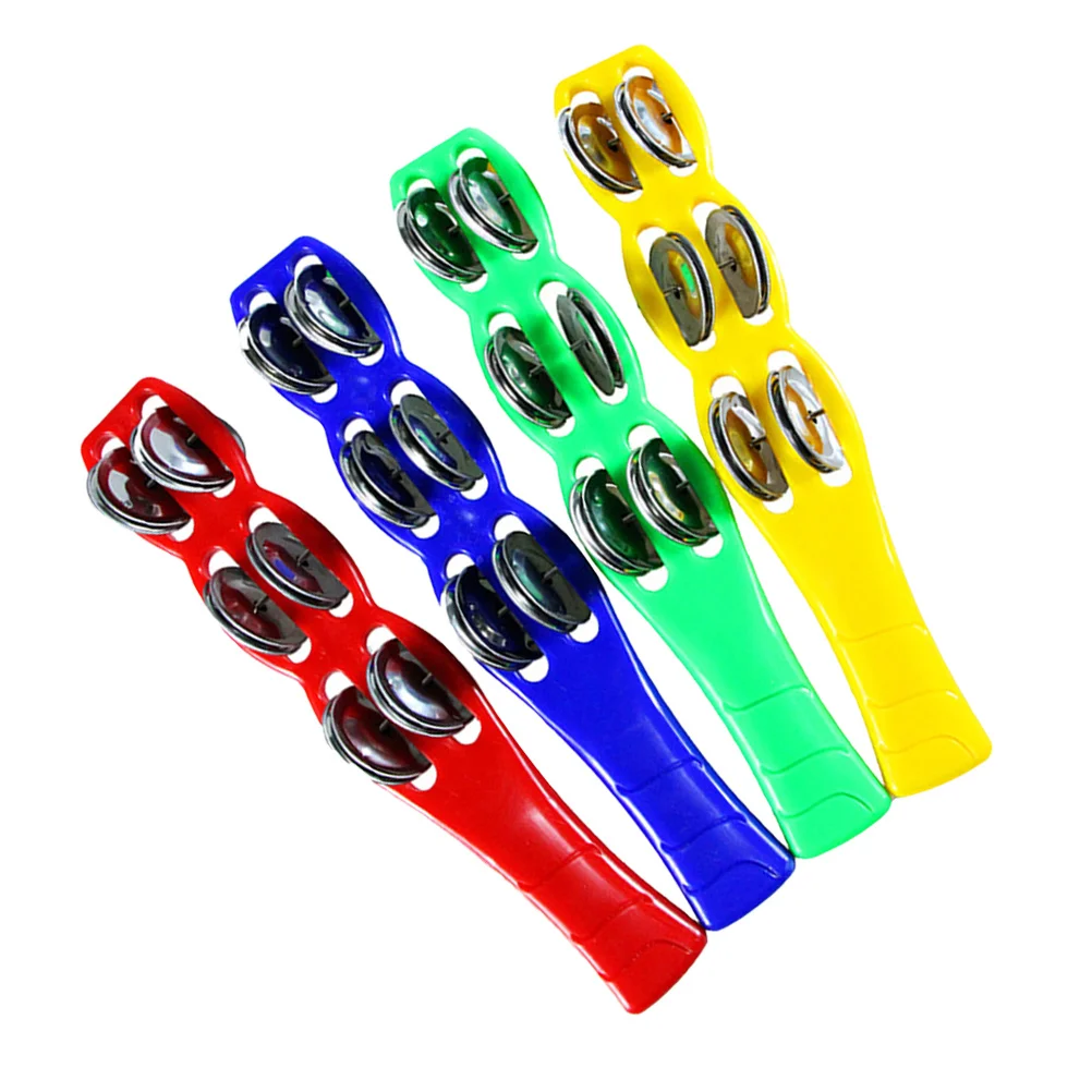 

4 pcs Plastic Jingle Stick 6-Bell Rattle Musical Instrument For Kids Fun Party Accessory Lightweight Shake Stick