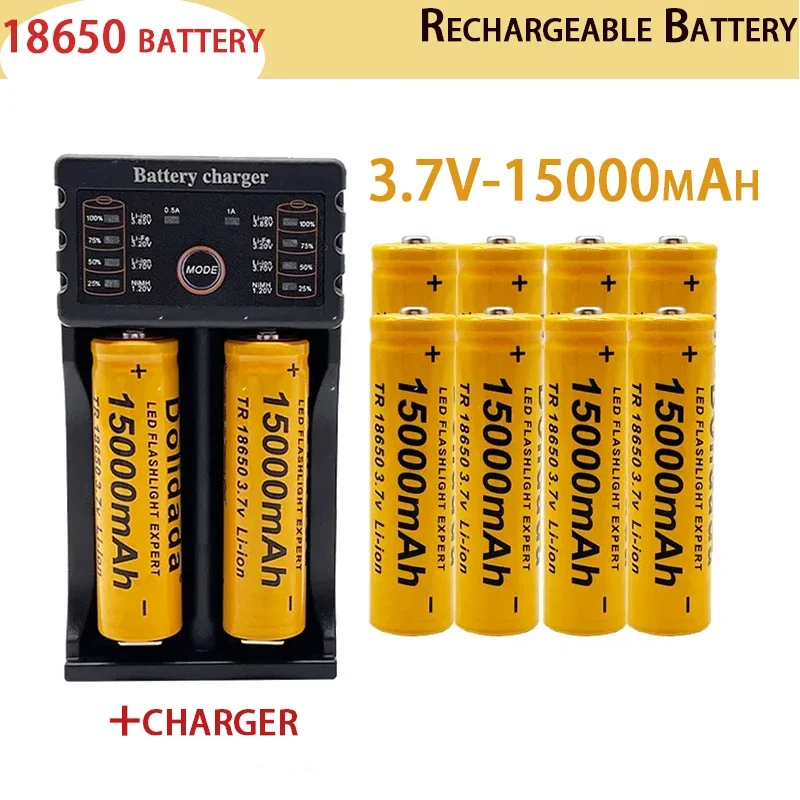 

100% original brand new 3.7V 15000mAh 18650 lithium battery flashlight 18650 rechargeable battery+201 charger 3.7V 15000mAh