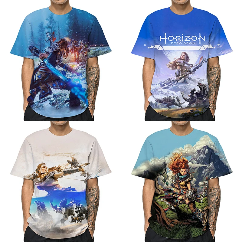 Horizon Forbidden West Aloy T Shirt For Men Women Harajuku 3D T Shirt Summer Teens Short Sleeve Tshirt Cartoon T-Shirts