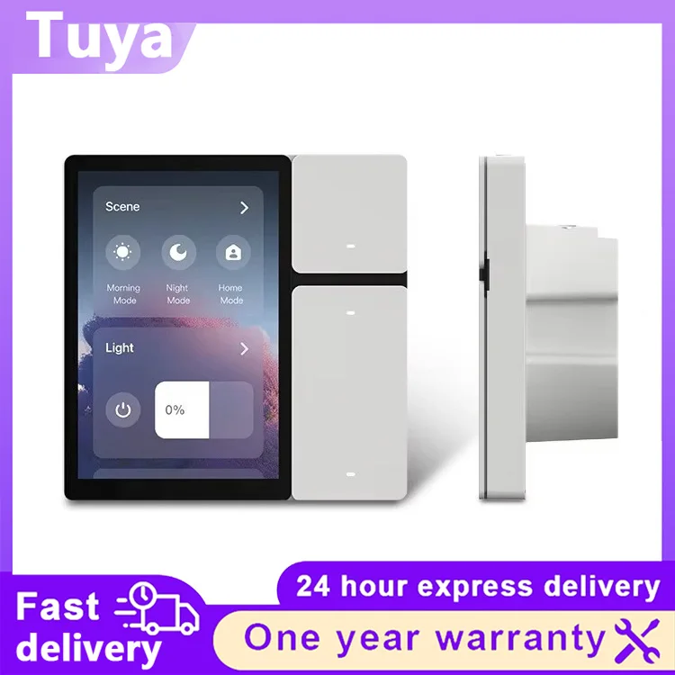 Tuya WiFi 3 5 Inch Screen Three Way Switch with Alexa Infrared Forwarding Foreign Trade Smart Home Device