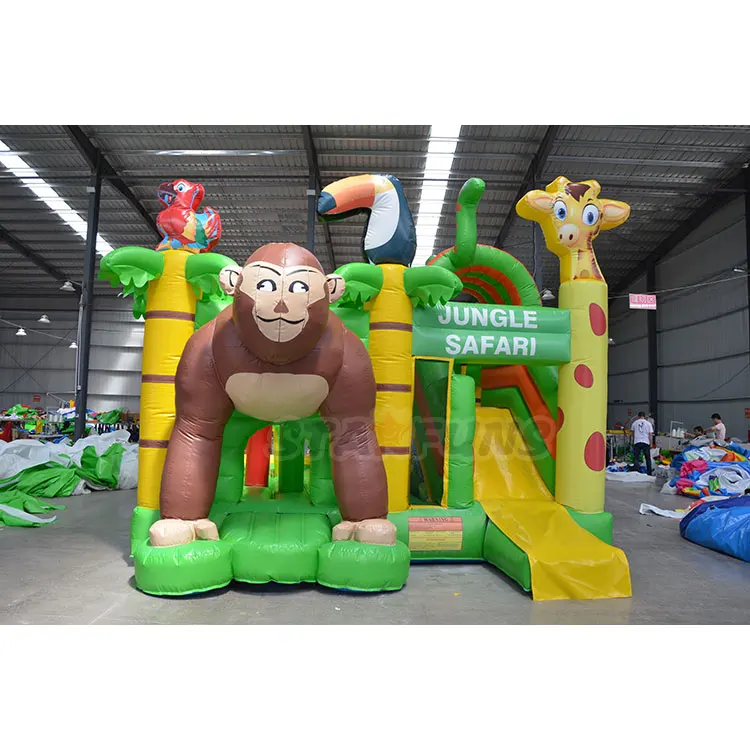 

Monkey Inflatable Jungle Bounce House for Party Rental Inflatable House Slide Combo Mini Jungle Animal Jumping Castle for Kids
