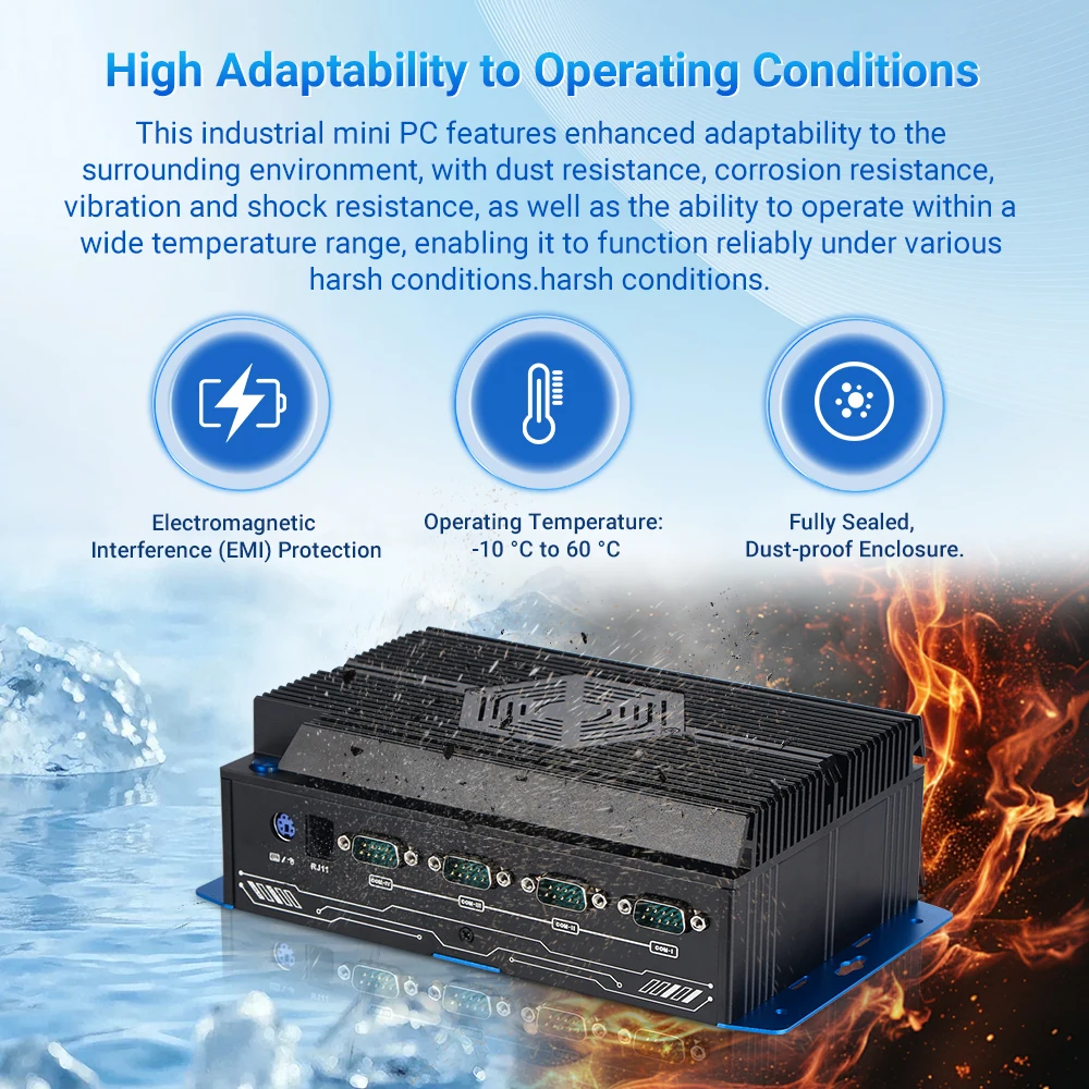 VNOPN 11. Generation Lüfterloser Mini-Computer 4*RS232 RS485 RJ11 Dual LAN Windows10/11 Linux Embedded Computer Industrieller Mini-PC