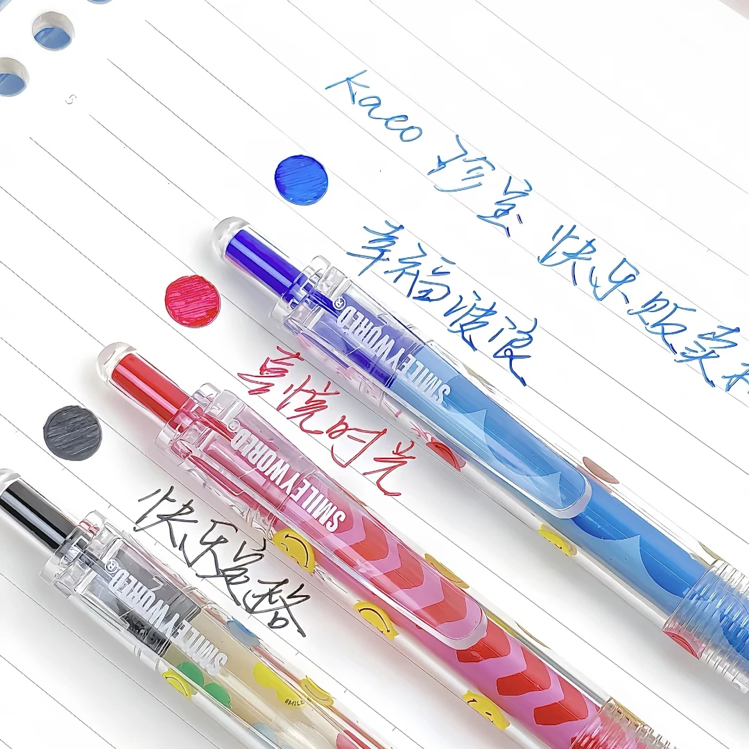 

3 шт. KACO SMILEYWORLD набор гелевых ручек с героями мультфильмов, большая емкость, шариковая ручка 0,5 мм, красные/синие/черные канцелярские принадлежности Kawaii