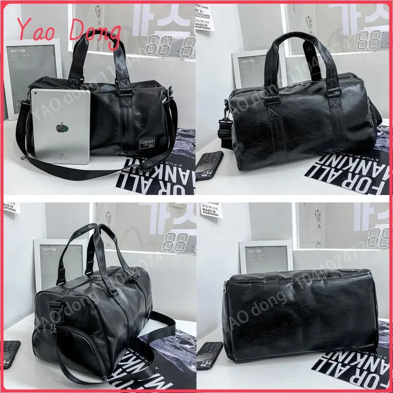 Yao dong moda bolsa de viagem de couro com sapatos pacote para homens e mulheres bagagem duffle saco esporte ginásio fitness bolsa masculina deve