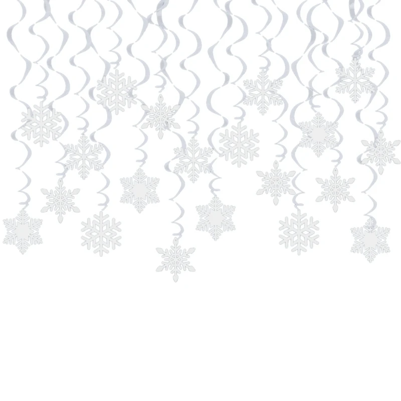 

20Pcs Christmas Party Hanging Swirls Snowflake Decoration for Indoor and Outdoor