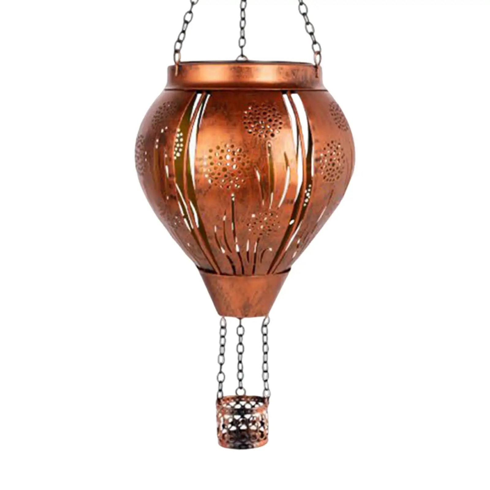 

Metal Solar Hot Air Balloon Hanging Lamp Portable 5.9x17.7inch for Women Grandma Hollow Pattern Waterproof