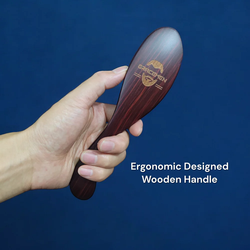 The Gracemen Wooden Handle Men's Beard and Hair Brush Natural Wood Beard Grooming Brush for Men  Beard Brush Shaving Tool