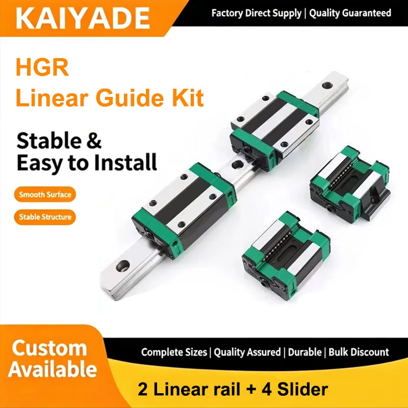 HGR15 HGR20 HGR25 Linear Guide 2Pcs Linear Rail + 4Pcs HGH/HGW Slider Length 300-1450mm for CNC Parts DIY Kit