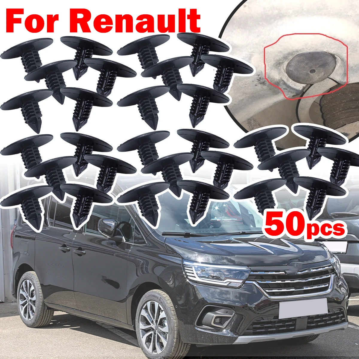 

50pcs For Renault KANGOO MASTER LOGAN Car Wheel Arch Liner Splash guard Clips Plastic Fastener 7703077435 Tool-Free Installation