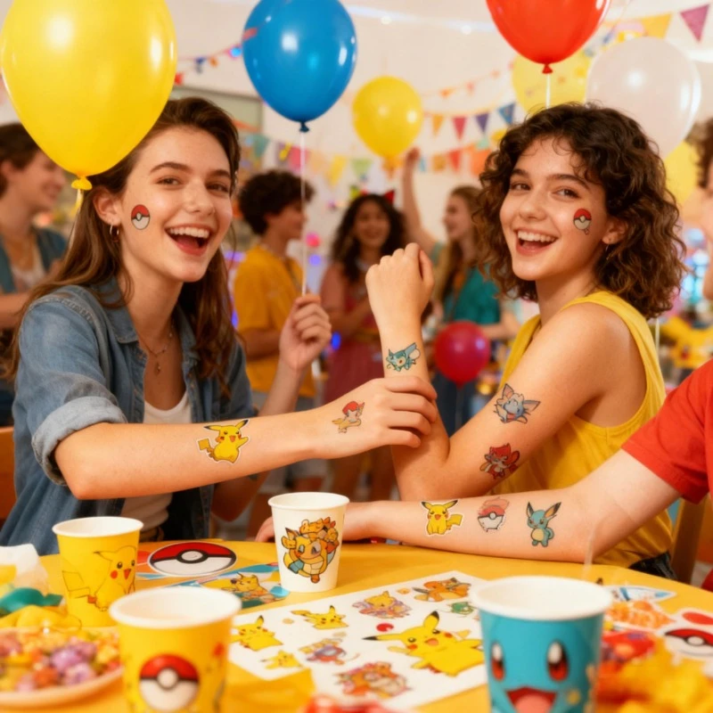 وشم مؤقت كرتوني بيكاتشو بوكيمون - ملصقات نقل المياه على شكل وحش الجيب، ملصقات ملصقات للأطفال، ملصقات بوكيمون