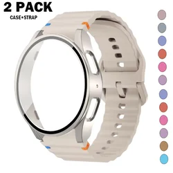 Tempered Glass Case+Strap for Samsung Galaxy Watch 7 40mm 44mm official-website Band Silicone Bracelet for Galaxy watch 6-5-4-FE