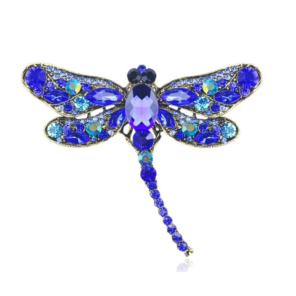 Vintage Crystal Dragonfly Brooches Pin for Women Large Insect Brooch Fashion Dress Coat Collar Pin Jewelry