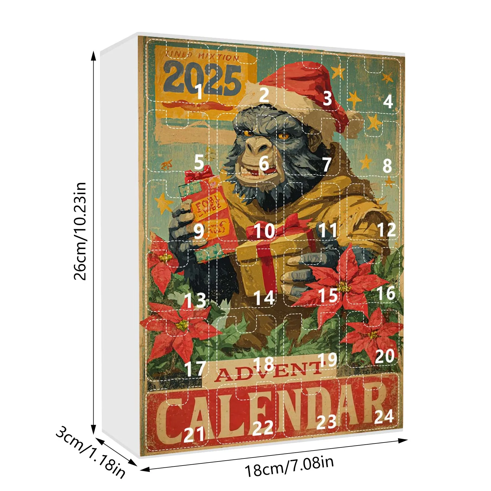 ألعاب أطفال 2025 مجموعة العد التنازلي لعيد الميلاد لقرود شجرة عيد الميلاد زينة معلقة مخلوق غامض 24 يومًا ألعاب عصرية #6