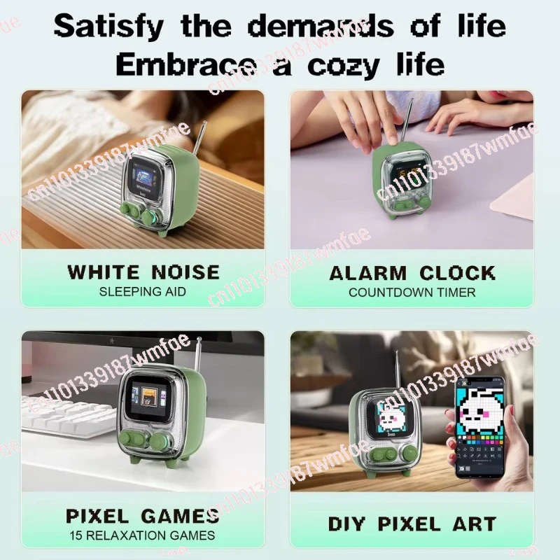 Mini Vintage Small TV Styling, Decorative Portable FM Radio Pixel Art Vintage Speaker