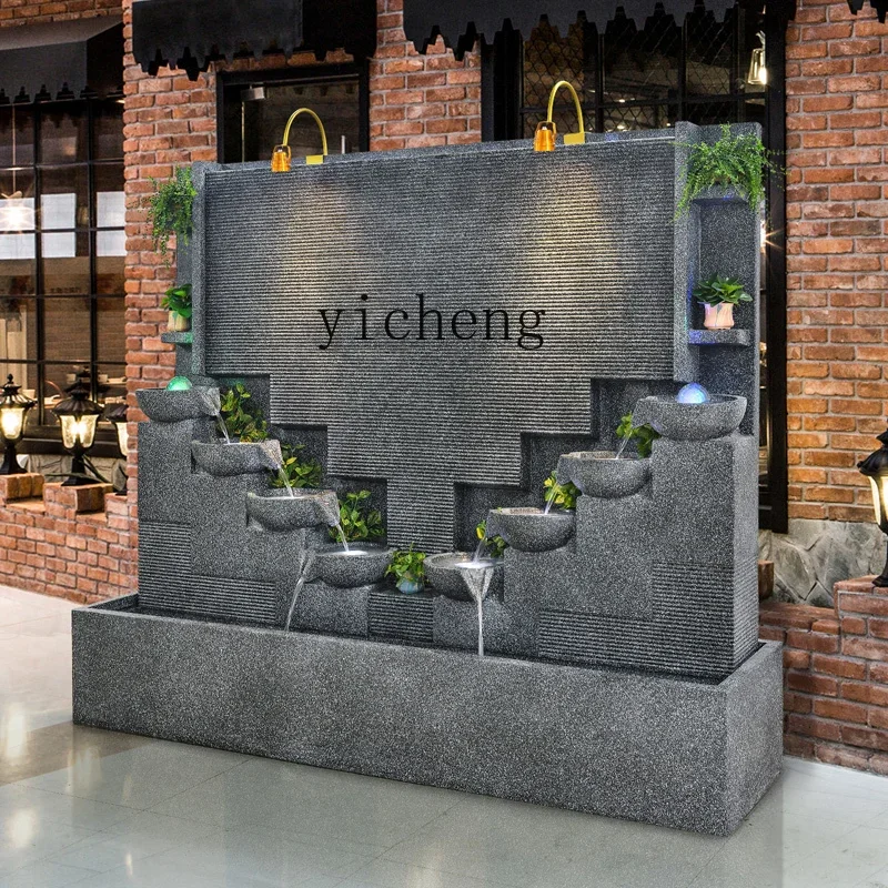 V6  flowing water fountain water curtain wall screen fish pool water landscape outdoor garden courtyard decoration