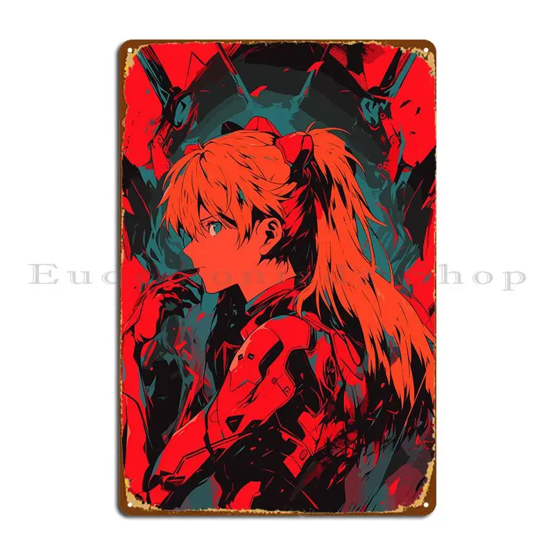 Asuka Langley Soryu Metal Plaque Poster Pub Cinema Retro Wall Cave Designer Tin Sign Poster