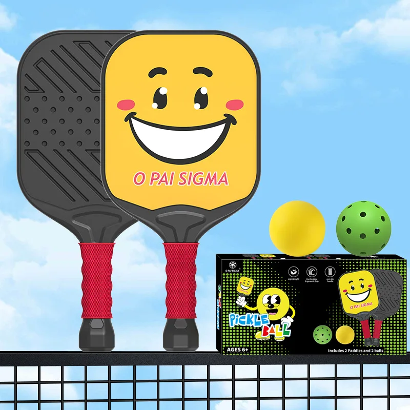 

Pickleball Paddles Set 2 Silent Balls Lightweight High Elasticity PE Racket for Beginner Children Sport Family Fitness Activity