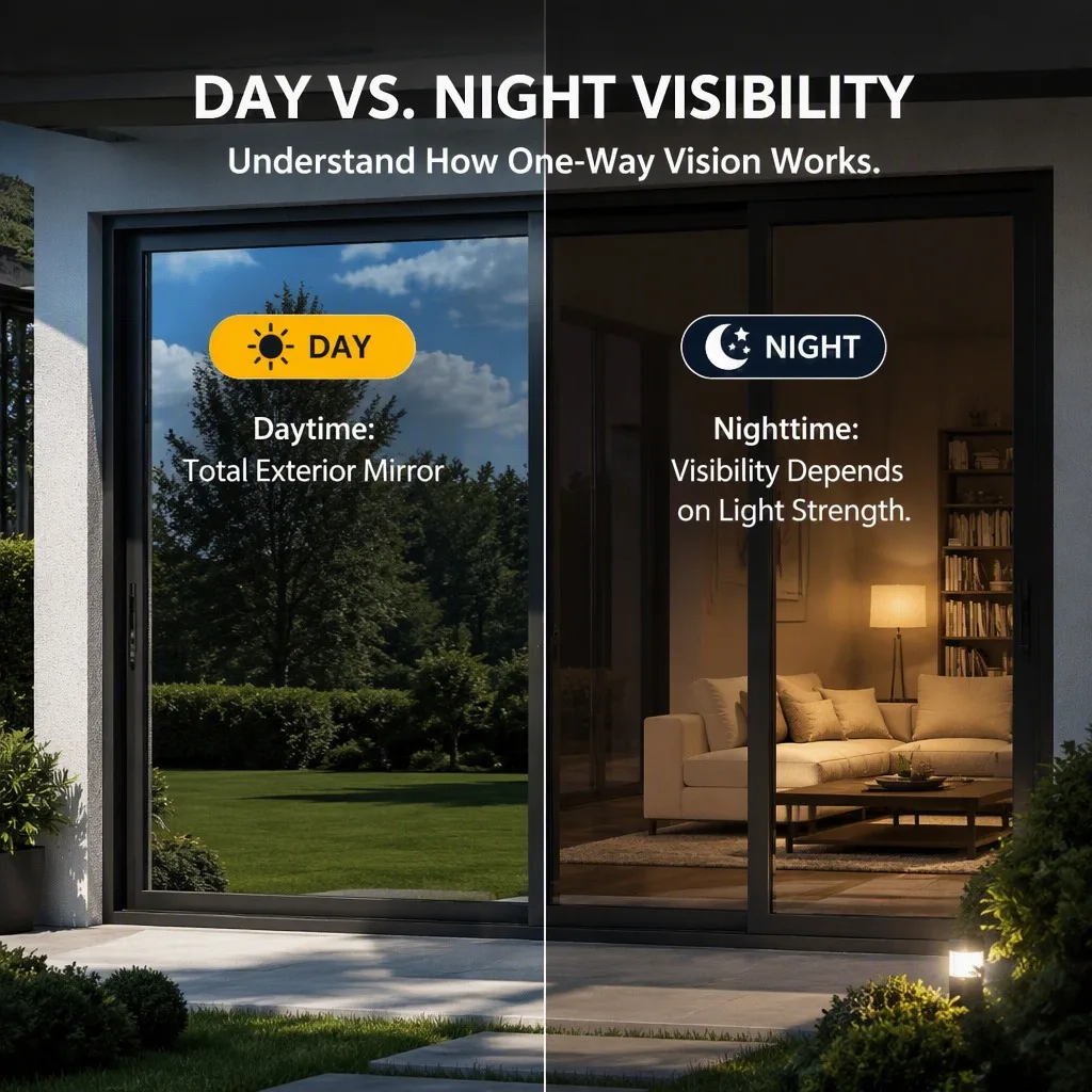 One Way Mirror Privacy Window Film Self Adhesive UV Block Heat Control Reflective Black for Home Office Glass Door