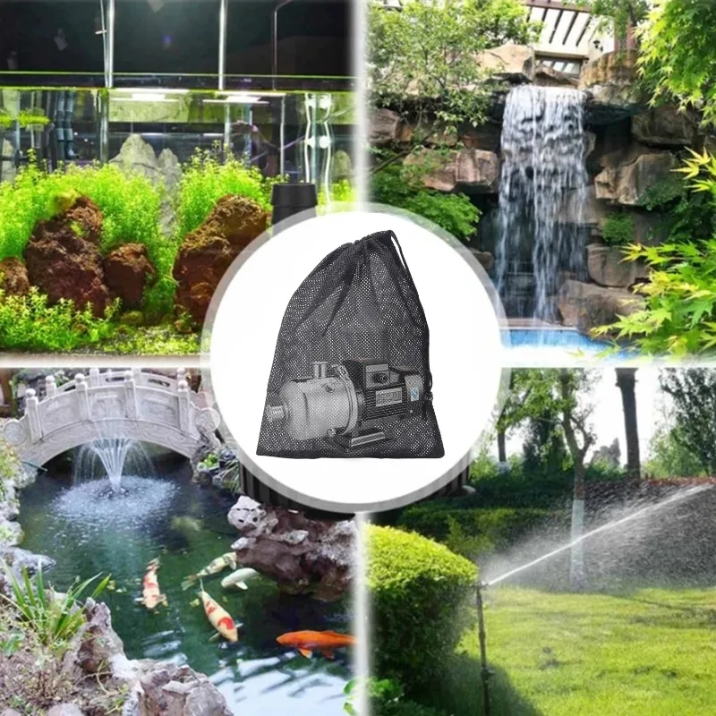 1-10 قطعة سهلة التنظيف مضخة مياه كيس مرشح آمن عززت مضخة شبكية الرباط إغلاق يمنع الضرر بركة حوض السمك مرشحات المضخة #4