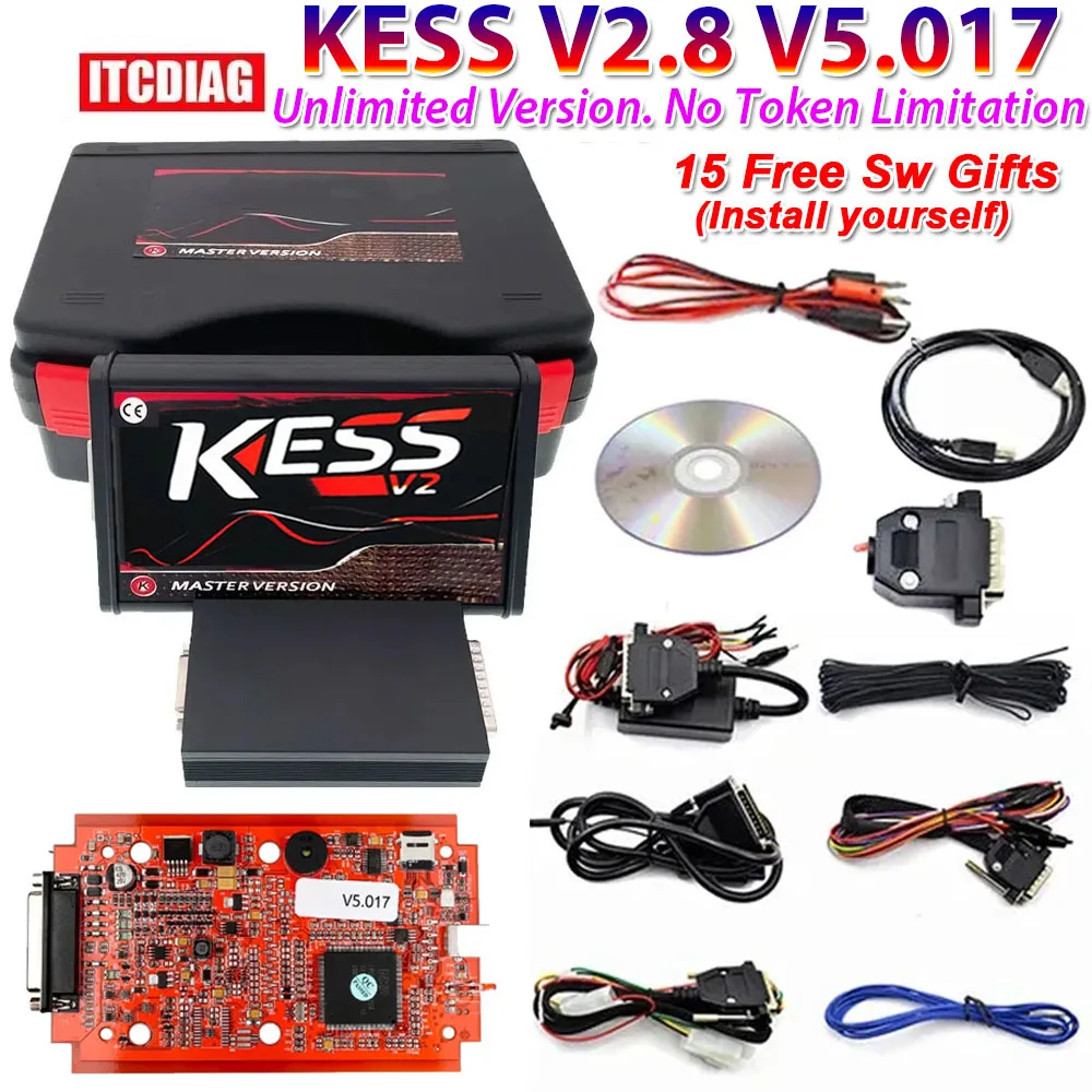 

Kess V2 V5.017 Unlimited Online 2.80 EU Red For Ktag V7.020 ECU Programmer with Toolbox OBD2 Manager Tuning Kit KTAG V7.020