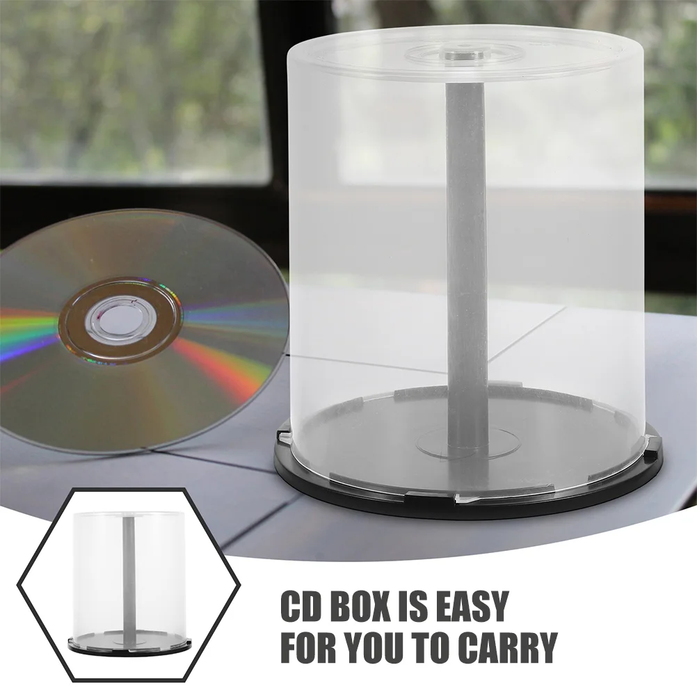 2 Pcs CD Storage Bin Case Organizer Portable Dvd Holder Empty Bucket Plastic Container Spindle Video Disc