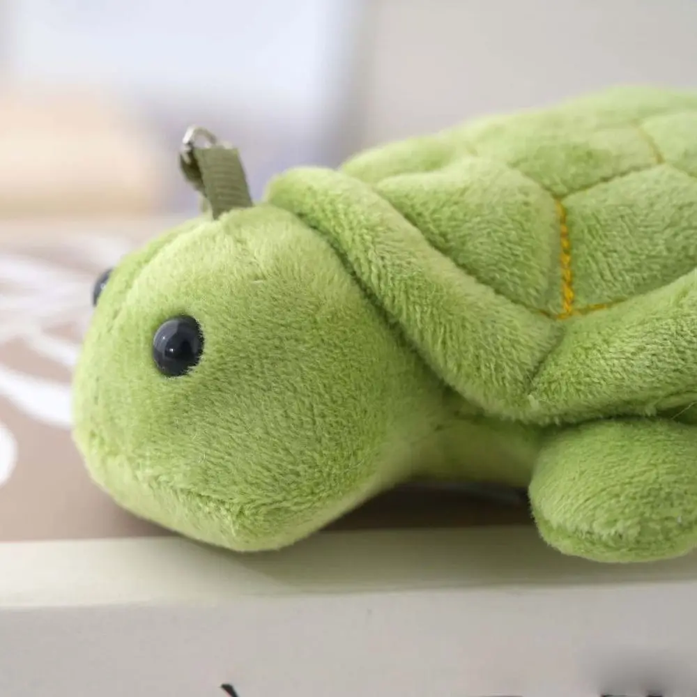 Sweet PP Cotton Green Turtle Keychain Cartoon Animal Turtle Pendant 10cm Soft Green Key Ring Hanging Ornaments
