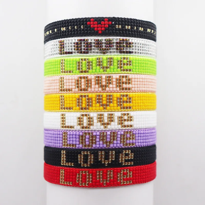 2024 new INS wind candy color LOVE letter miyuki bracelet bohemian casual glass bead bracelet