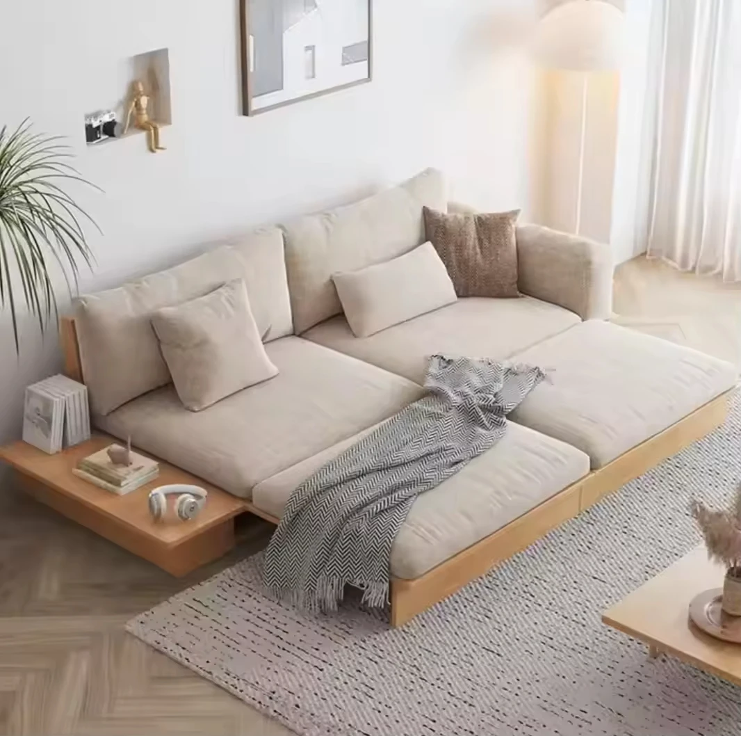 

Диван-кровать из массива дерева с выдвижными и раскладными подлокотниками, обивка из ткани, мягкий наполнитель из пенополиуретана, для гостиной, с подъемной столешницей и местом для хранения