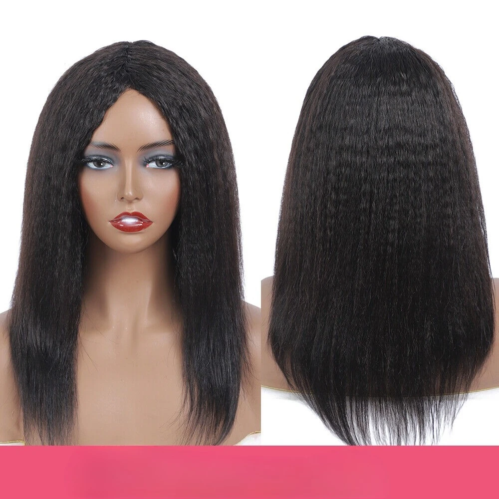 

20" Brazilian Yaki Straight Hair Wigs Machine Made Straight Wig 12A Hair