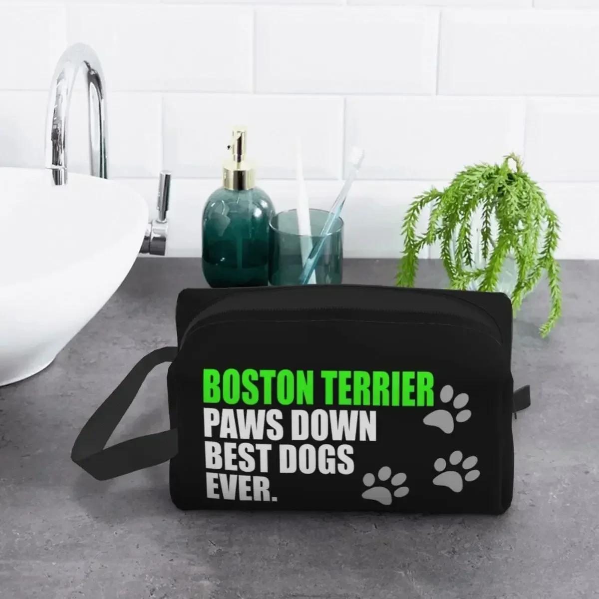 

Custom Terrier Toiletry Bag for Women Pet Dog Pattern Puppy Cosmetic Makeup Organizer Ladies Beauty Storage Dopp Kit Box