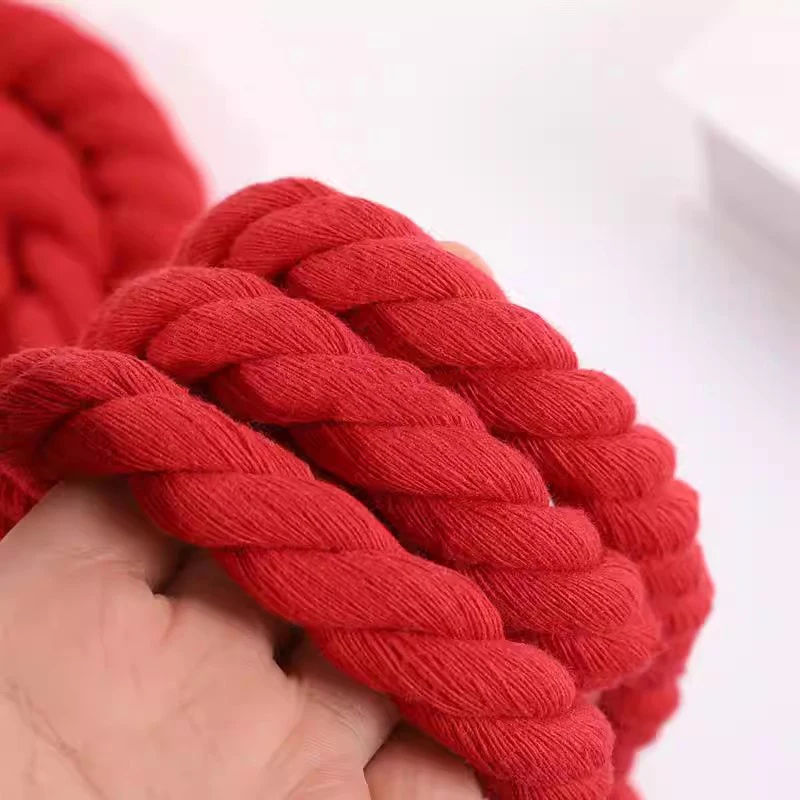 2/5/10Meter 5/8/12/20mm Red Twisted Cotton Cords for Bag Decoration Macrame Cord Knapsack Belt 3 Shares Braided Rope Sewing Yarn view 5