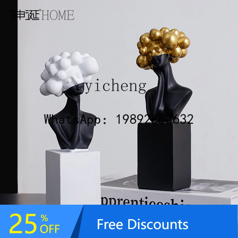 

creative simple black and white art figure statue ornament home living room entrance decoration soft decoration