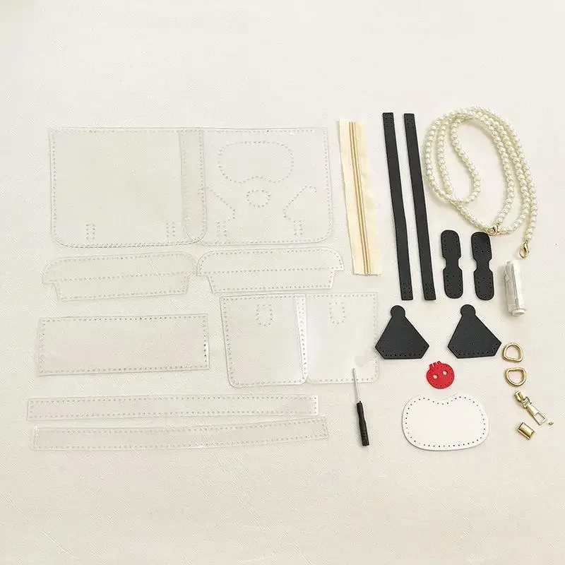 

Diy Kuromi Handmade Bag Self Made Material Package Sanrios Bags for Woman One Shoulder Crossbody Small Square Bag Kawaii Cartoon