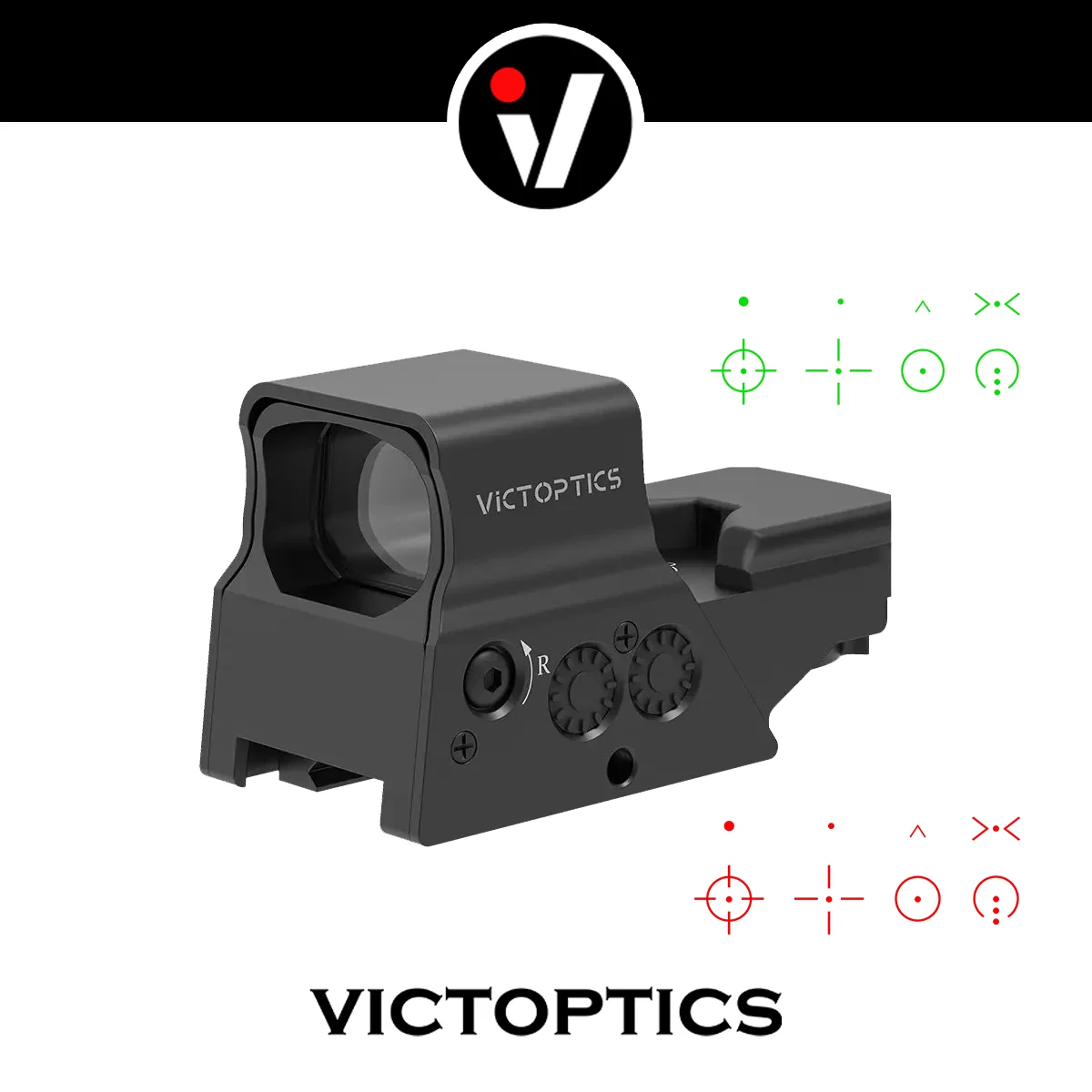 

Тактический коллиматорный прицел Victoptics Omega 1x с 8 прицельными сетками, красная точка, дизайн США, высокое качество, подходит для .223 AK74 12ga