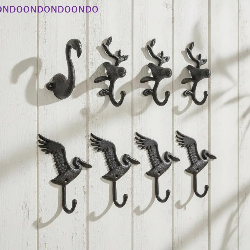 Rust Resistant Cast Iron Wall Hooks Flamingo Bird Design Heavy Duty Hanger for Entryway Patio Garden Storage