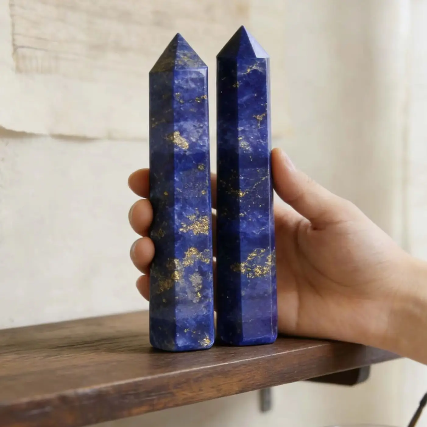Natural Lapis Lazuli Crystal Obelisk Tower Point 6 Faceted Hand Polished Tutankhamun Egyptian Artifact Nile Relic Royal Blue Wand Figurine Home Decor Desk Ornament Room Decor Office Decor Bedroom Decor Table Centerpiece Collectible Specimen Christmas Gift