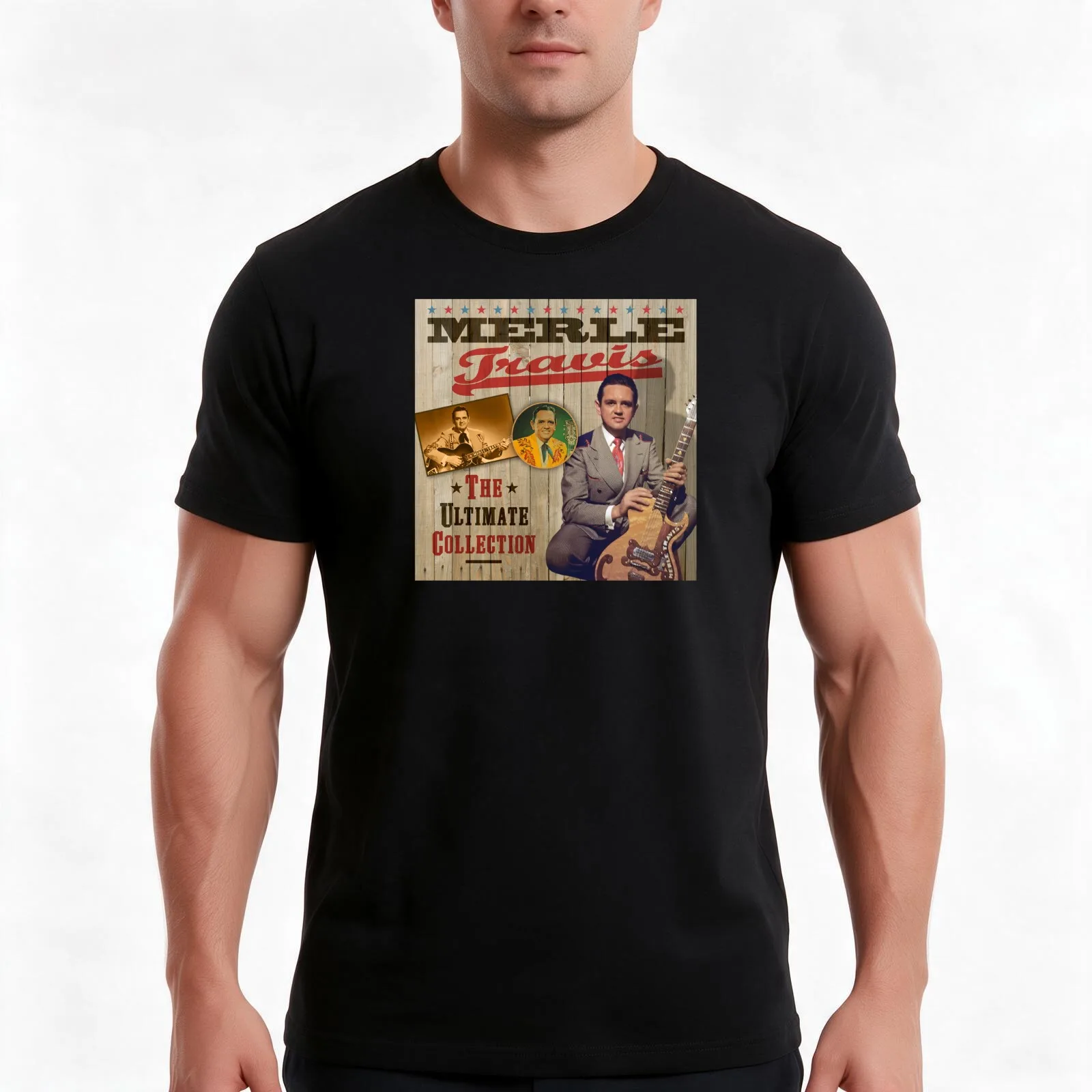 Merle Travis - The Ultimate Country Collection T-Shirt, Summer Casual Cotton Tee, Oversized Streetwear Tops, Unisex Men Women