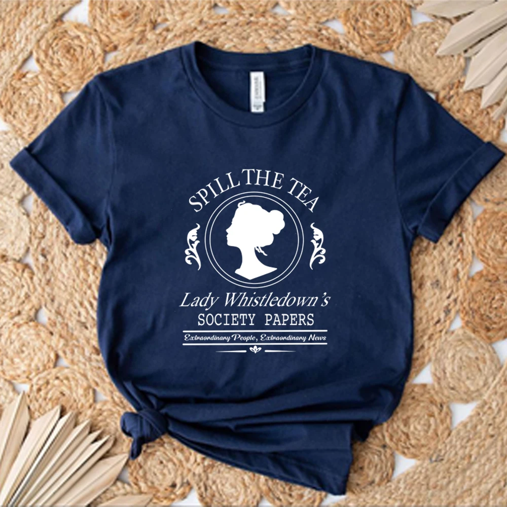 Spill The Tea Lady Shirt Society Paper Fashion Shirts TV Show Inspired Short Sleeves Aesthetic Clothes Whistledown Style Gift