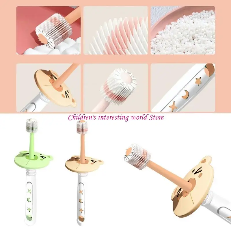 

Baby 360-degree Rotation Toothbrush Children Safety Soft-bristled Toothbrush Newborn Kids Soft Silicone Training 425F