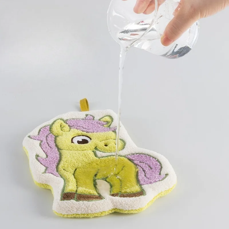 Toalha de cozinha suspensa absorvente fofa de desenho animado My Little Pony Toalha de mão para casa
